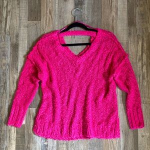 Hollister Oversized Knit Sweater Hot Pink M
